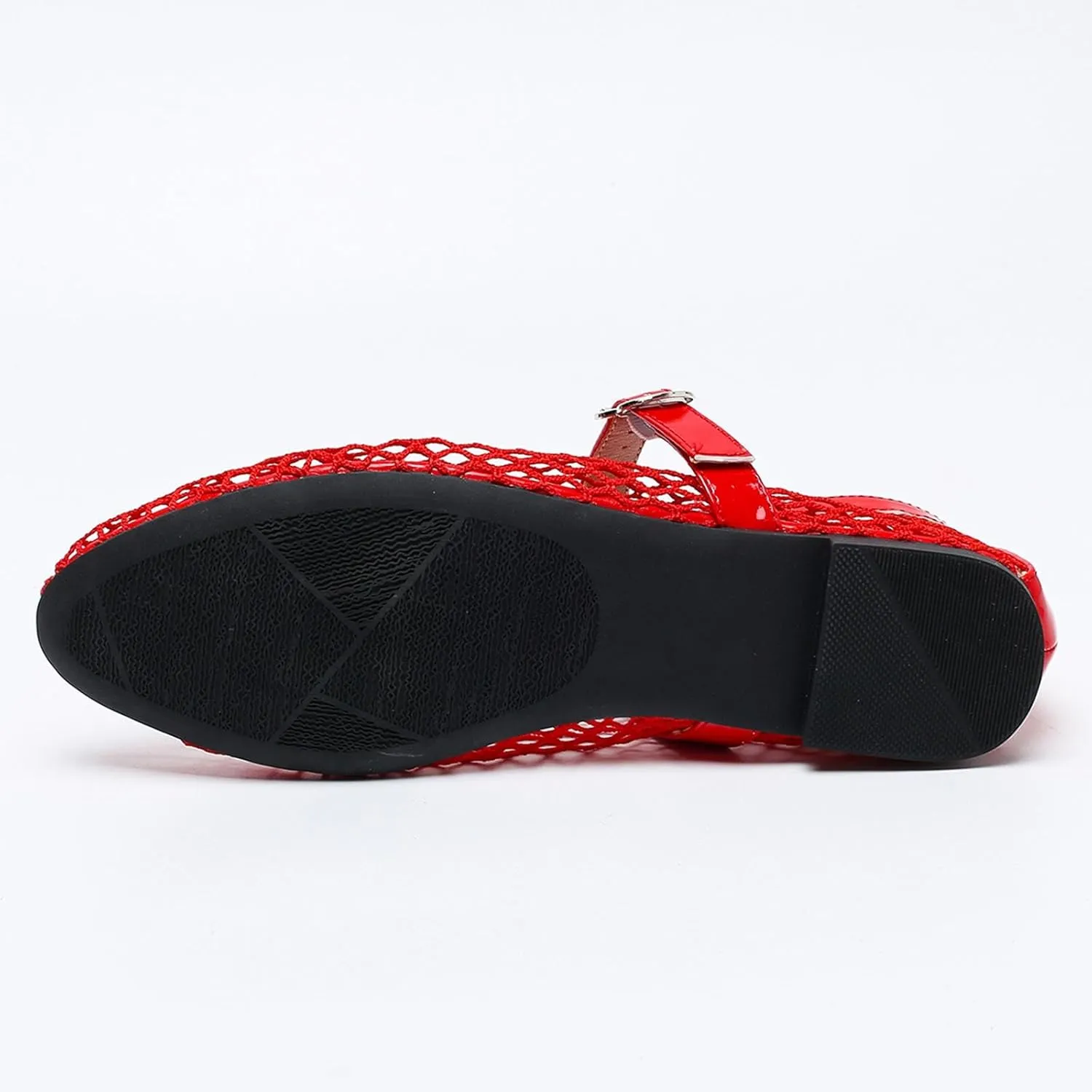 Women's Mesh Ballet Flats,Fishnet Ballerina Buckle Strap Shoes,Mary Jane Flats Casual Comfortable Daily Dress Shoes