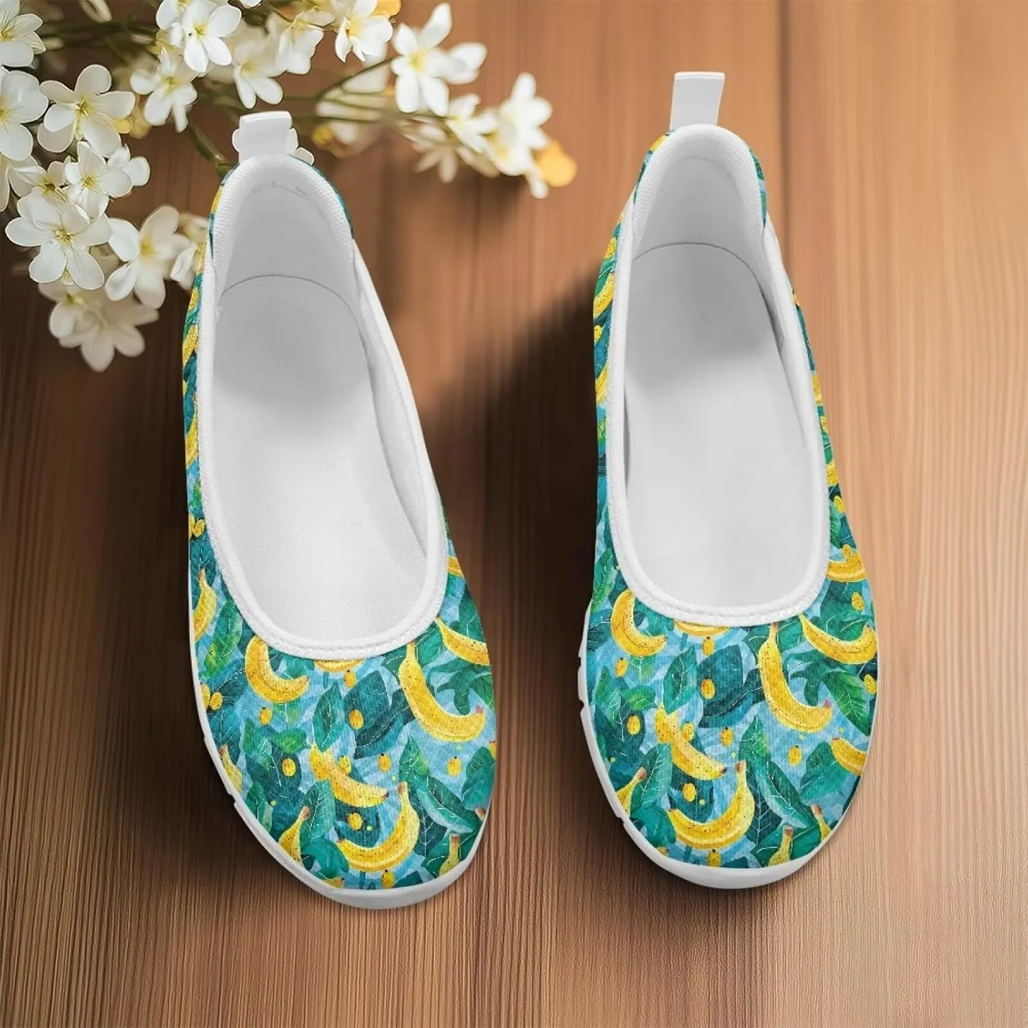 Women's Mesh Flats Shoes Breathable Slip On Shoes Casual Flats Comfortable Lightweight Walking Shoes White Sole Size 6-11