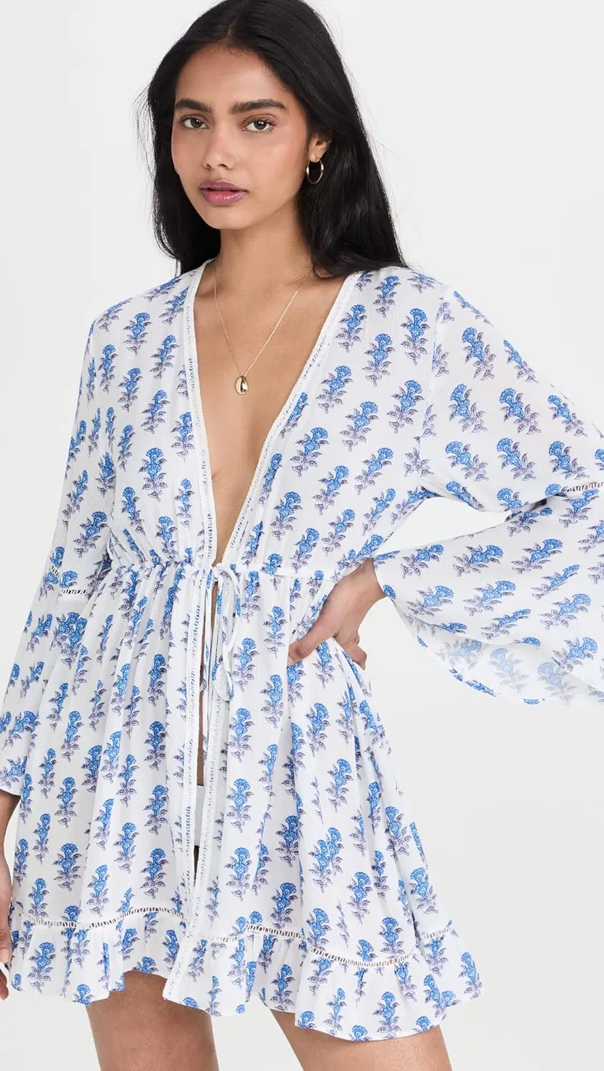 Women's Mini Border Print Kimono