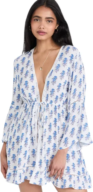 Women's Mini Border Print Kimono