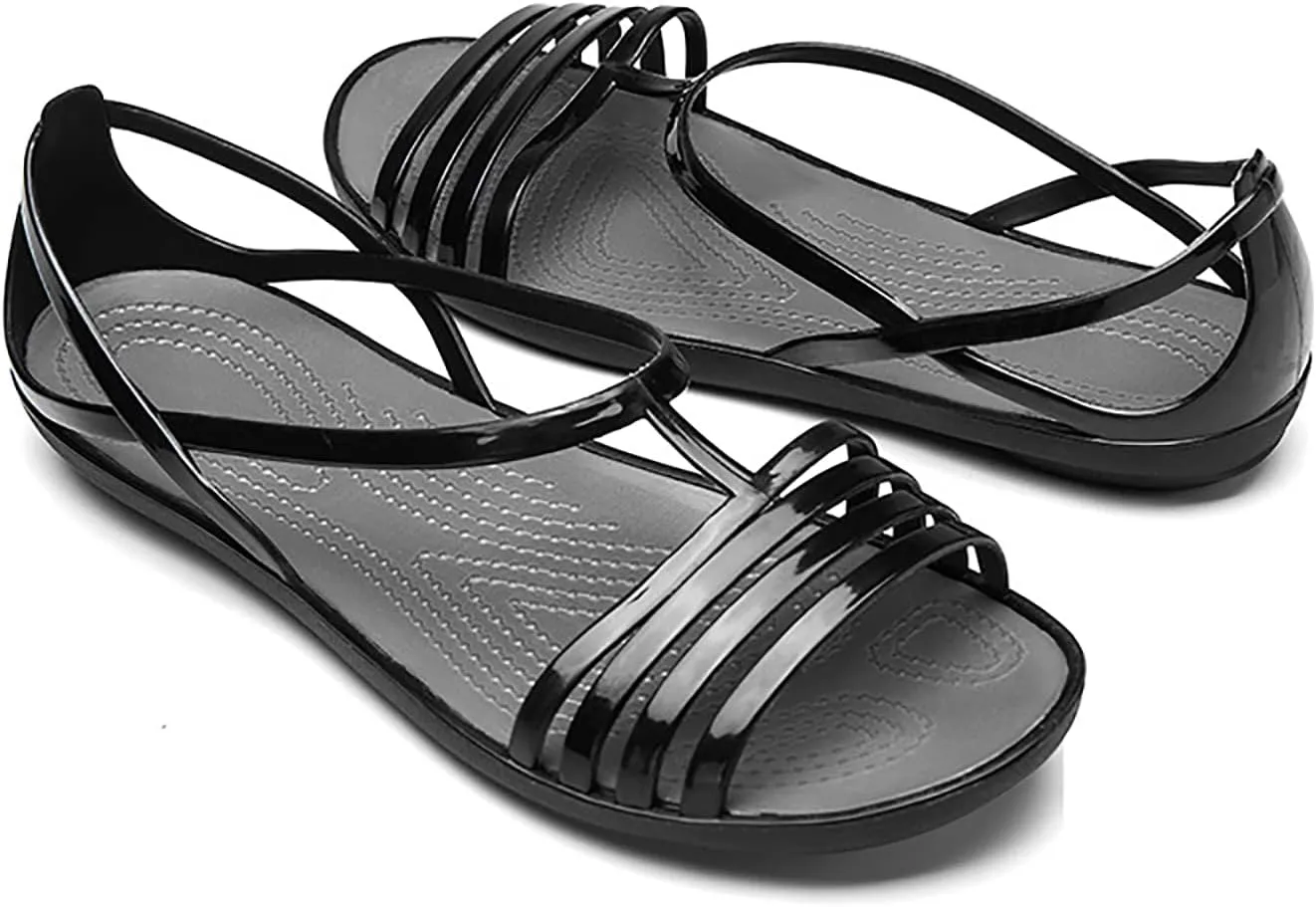 Women's Open Toe Colorful Neon Jelly Flat Sandals,Summer T-Strap Rainbow Gladiator Clear Rain Shoes Slip On Beach Casual Width Toe Sandals