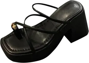 Womens Platform Chunky Heel Sandals Sexy Cross Straps Block Y2K Heeled Sandal Open Toe Heels Flip Flops Summer 2025