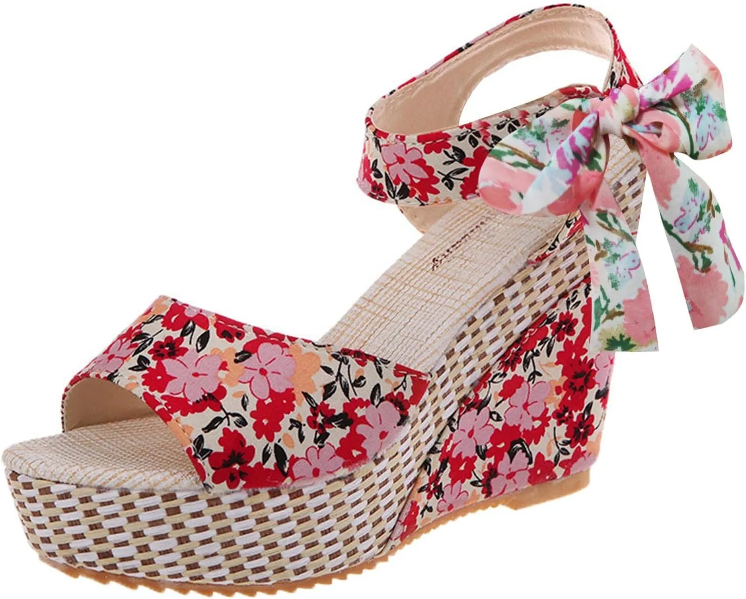 Women's Platform Sandals Wedge Open Toe Ankle Strap Lace Wedding Bridesmaid Shoes Bohemia Wide Width Summer Dressy