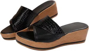 Women's Platform Wedge Slippers Large Size Sandals Going Out Shoes Casual 2025 Party Dance Height Cushion Beach Vacation Slip-On Open Toe Soft Sole Daily Wear Slides Breathable Fashion Shoe