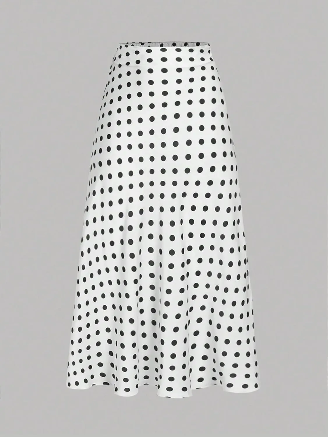 Womens Polka Dot Satin Long Skirt, Summer Flared Skirts for Women