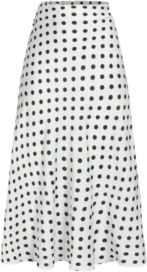 Womens Polka Dot Satin Long Skirt, Summer Flared Skirts for Women