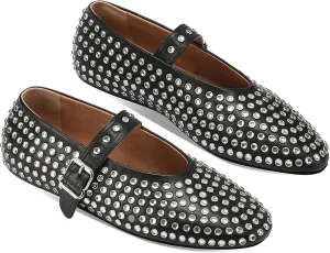 Women's Rhinestone Flats Crystal Studded Mary Jane Ballet Flats Shoes Buckle Ballerina Shoes