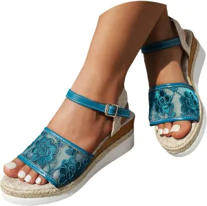 Womens Sandals Espadrille Braided Platform Wedges Summer Casual Breathable Buckle Strap Orthopedic Sandals for Women 2025