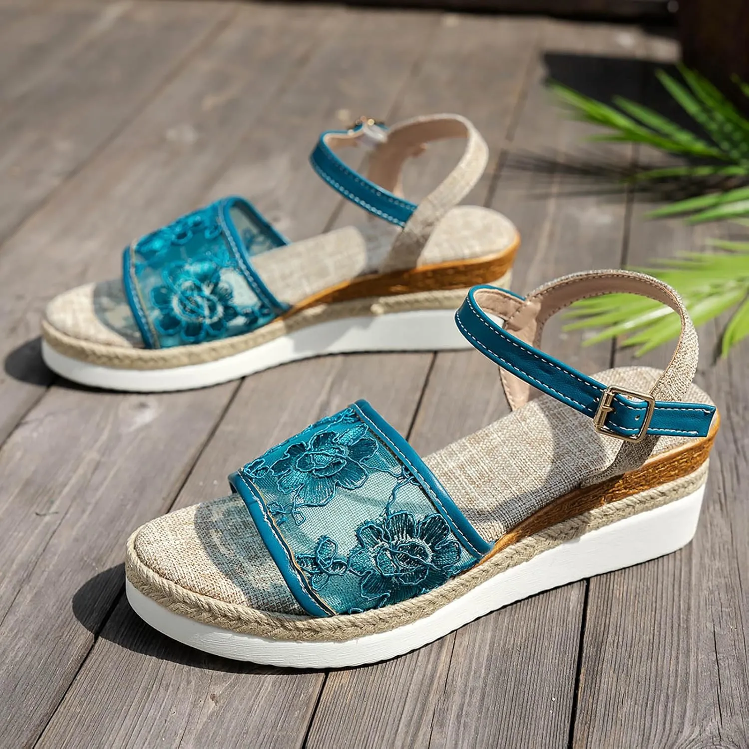 Womens Sandals Espadrille Braided Platform Wedges Summer Casual Breathable Buckle Strap Orthopedic Sandals for Women 2025