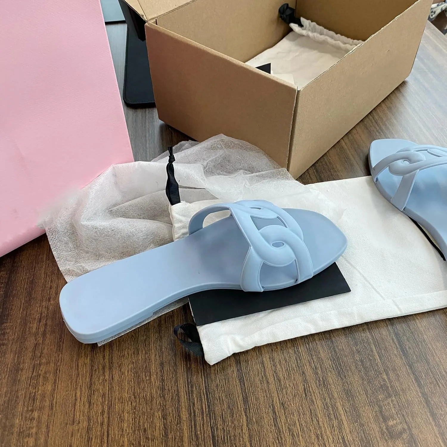 Women's Sandals Summer Slide Sandals Comfy Sandals Fashion Dressy Flat Sandals Slip On Casual Sandals