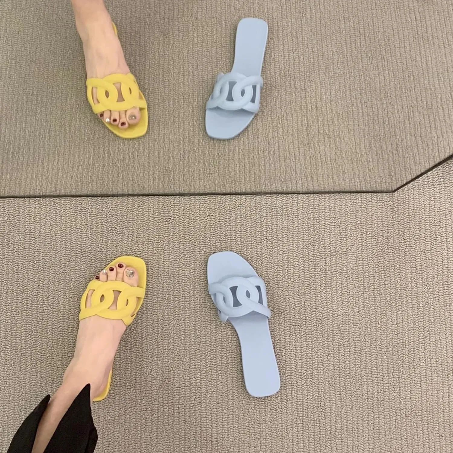 Women's Sandals Summer Slide Sandals Comfy Sandals Fashion Dressy Flat Sandals Slip On Casual Sandals