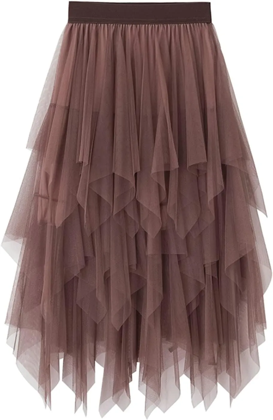 Women's Sheer Tutu Tulle Skirts Mesh Tiered Layered Poofy Fairy Half-Dress Prom Party Midi Skirt Petticoat