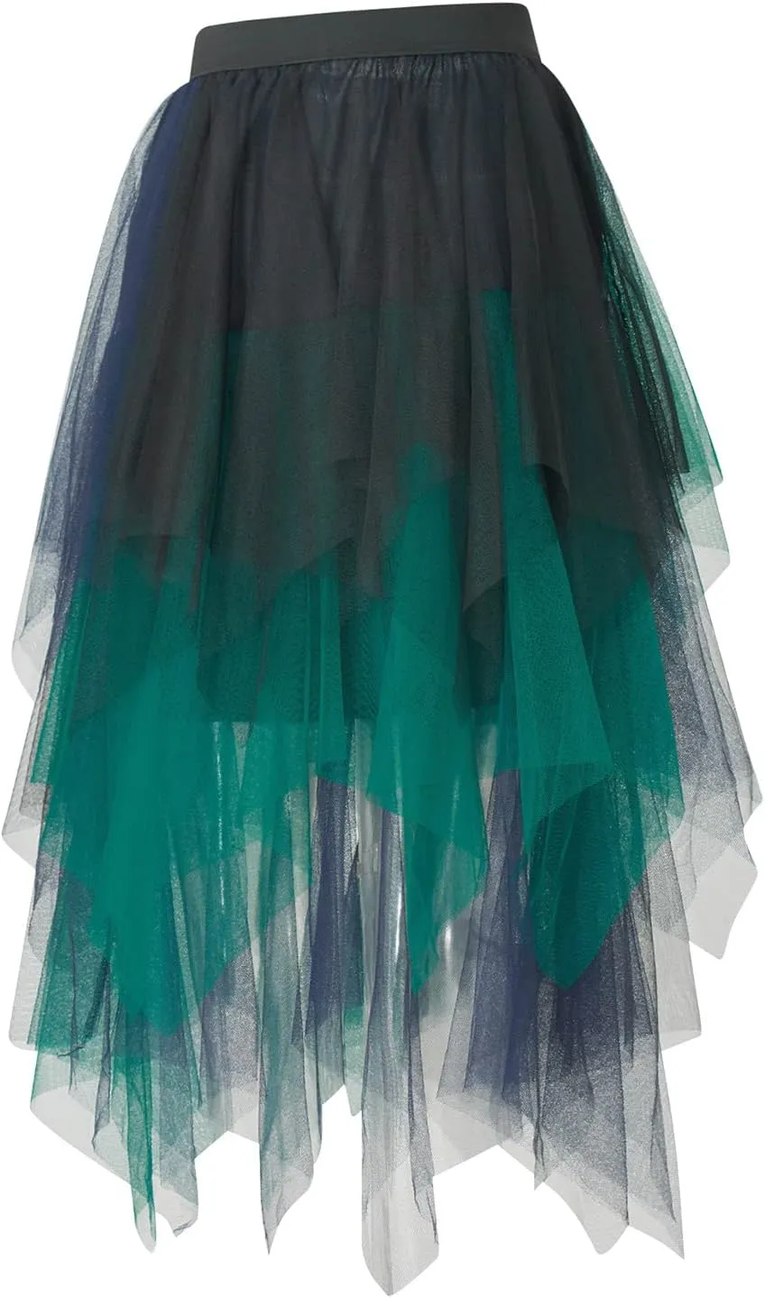 Women's Sheer Tutu Tulle Skirts Mesh Tiered Layered Poofy Fairy Half-Dress Prom Party Midi Skirt Petticoat