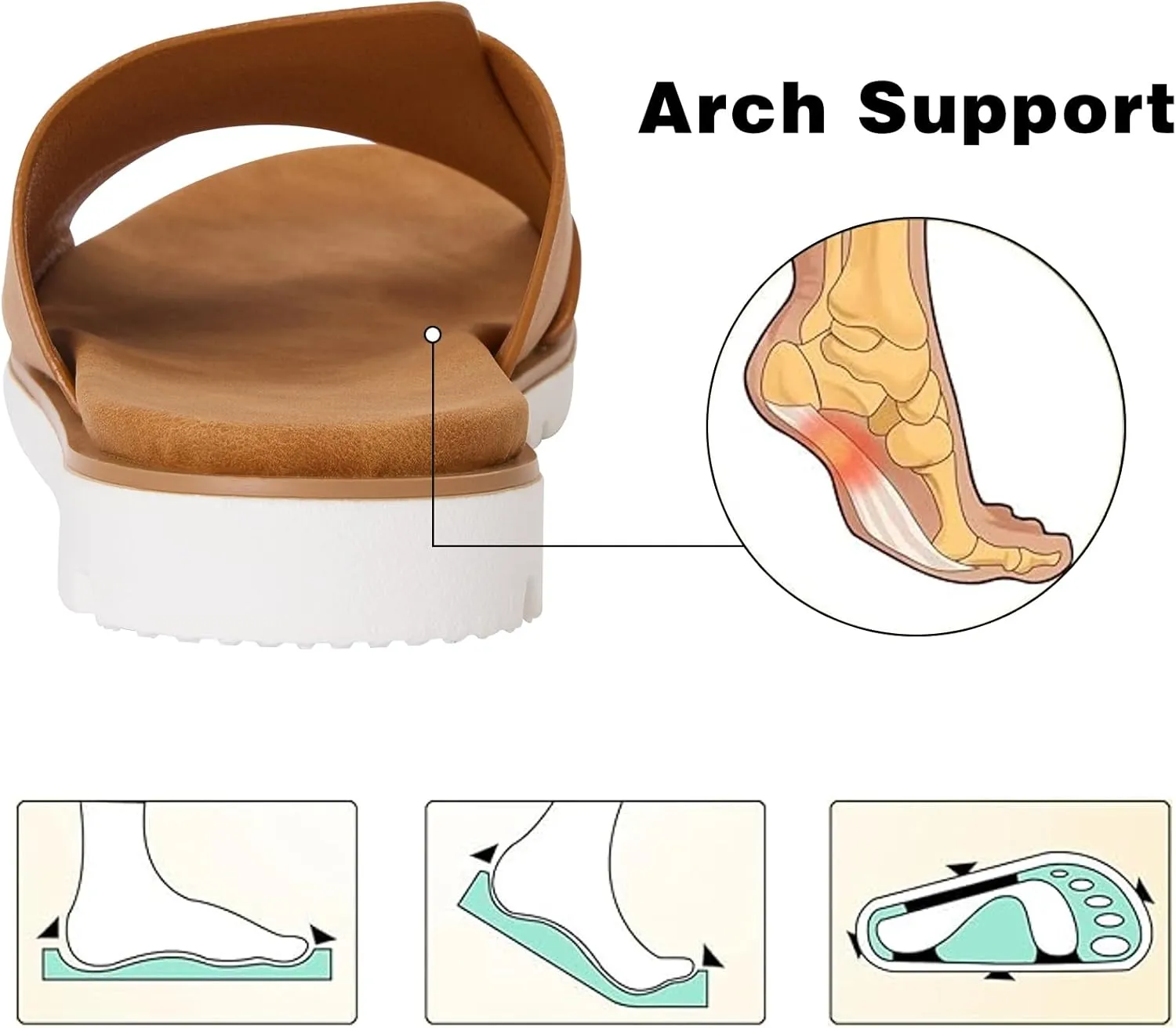 Women's Slide Sandals Summer Flat Casual Beach Shoes