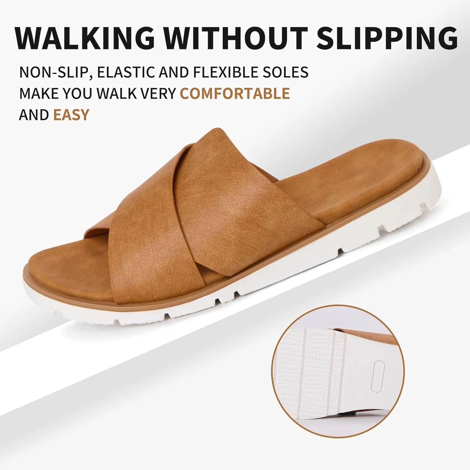 Women's Slide Sandals Summer Flat Casual Beach Shoes