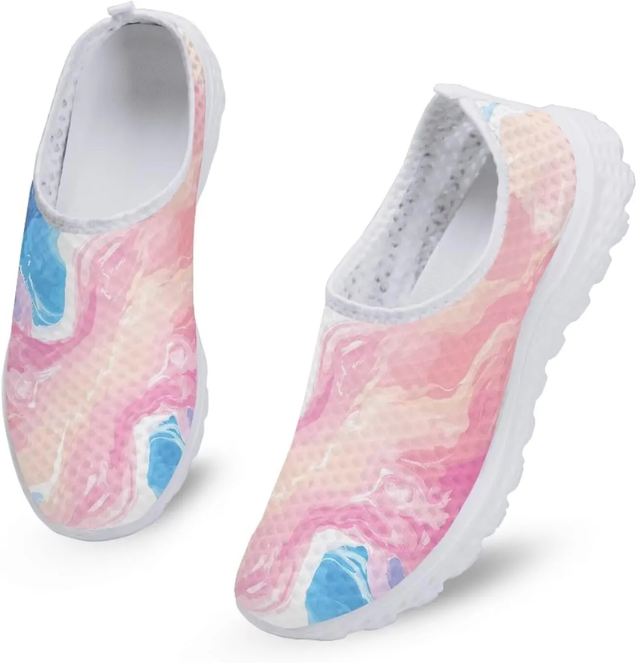 Women's Slip On Walking Running Shoes Ladies Low-top Loafers Lightweight Breathable Mesh Fashion Sneakers US Size 5.5-11.5