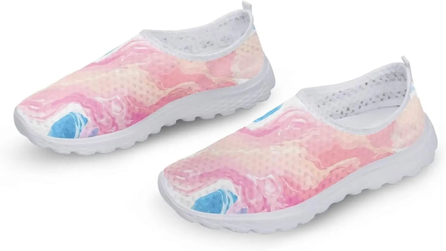 Women's Slip On Walking Running Shoes Ladies Low-top Loafers Lightweight Breathable Mesh Fashion Sneakers US Size 5.5-11.5