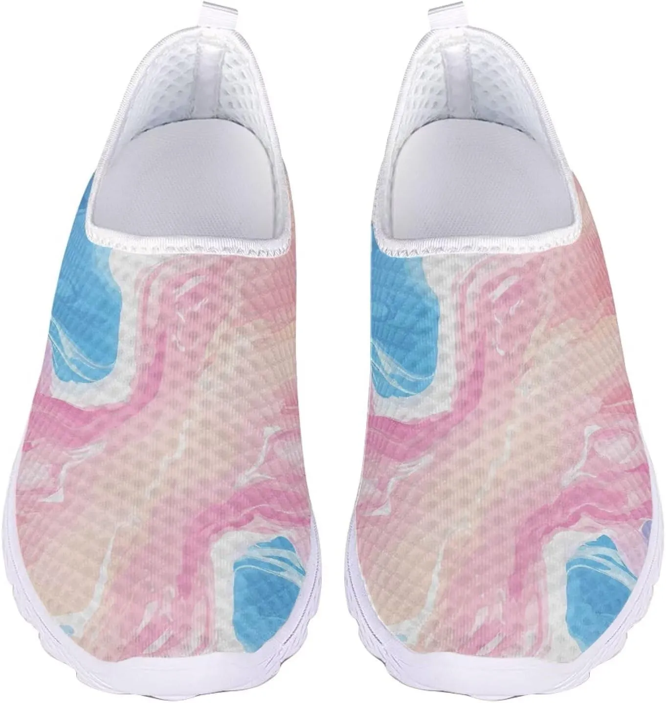 Women's Slip On Walking Running Shoes Ladies Low-top Loafers Lightweight Breathable Mesh Fashion Sneakers US Size 5.5-11.5