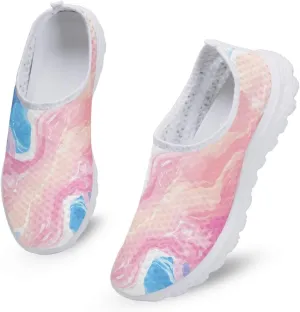 Women's Slip On Walking Running Shoes Ladies Low-top Loafers Lightweight Breathable Mesh Fashion Sneakers US Size 5.5-11.5