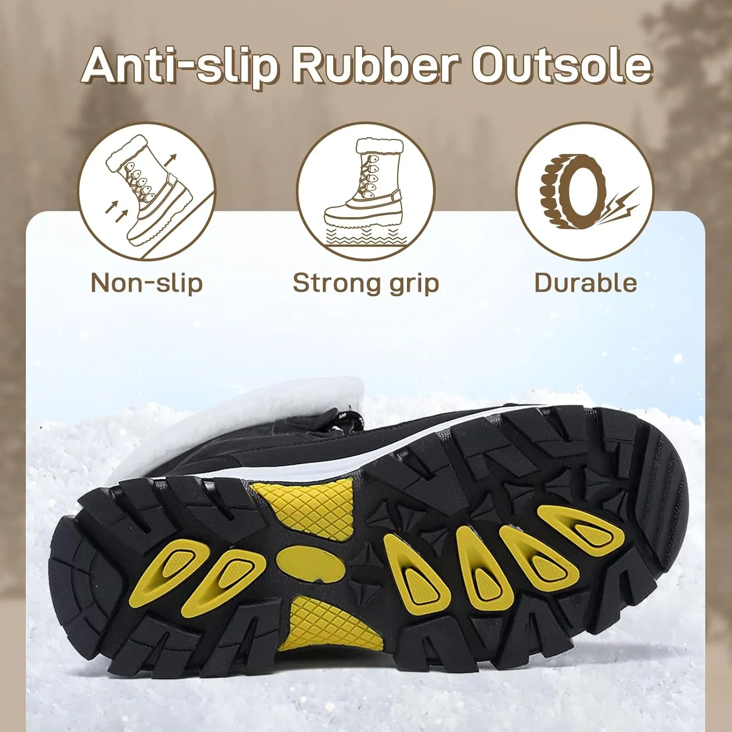Womens Snow Boots Warm Fur Lined Winter Boots Anti Slip Mid Calf Ankle Booties Waterproof and Cold-Resistant Outdoor Walking Shoes for Women Ladies Girls