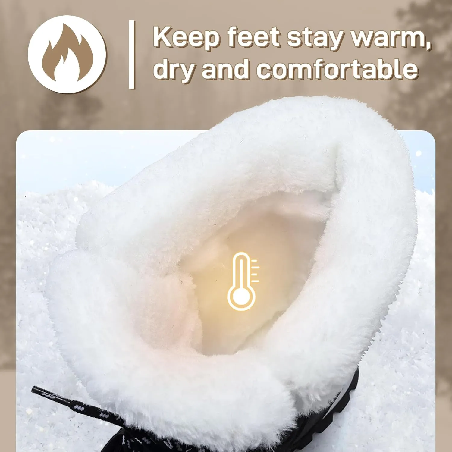 Womens Snow Boots Warm Fur Lined Winter Boots Anti Slip Mid Calf Ankle Booties Waterproof and Cold-Resistant Outdoor Walking Shoes for Women Ladies Girls