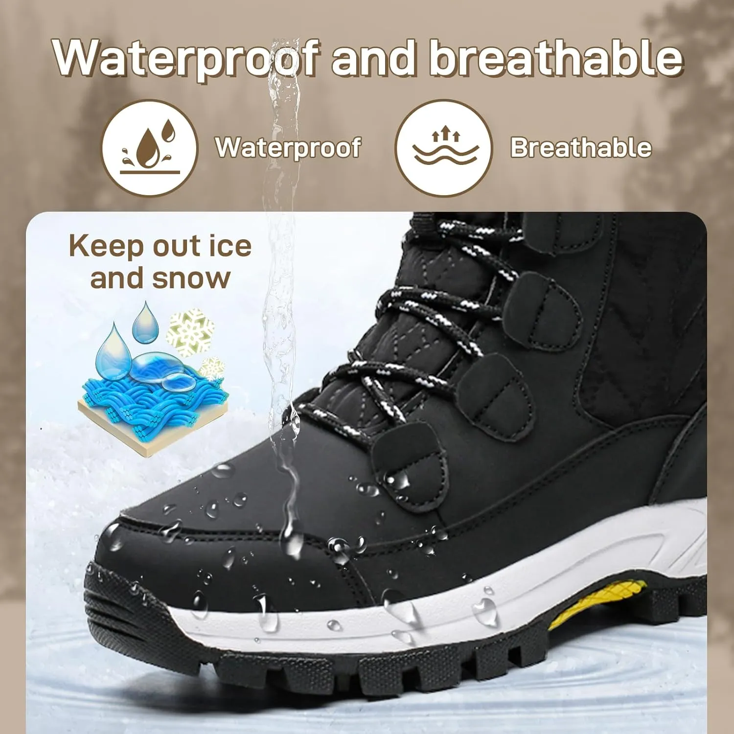 Womens Snow Boots Warm Fur Lined Winter Boots Anti Slip Mid Calf Ankle Booties Waterproof and Cold-Resistant Outdoor Walking Shoes for Women Ladies Girls