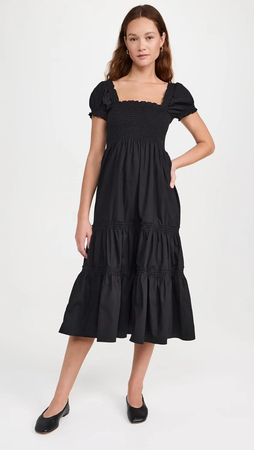 Women's Square Neck Smocked Maxi Dress