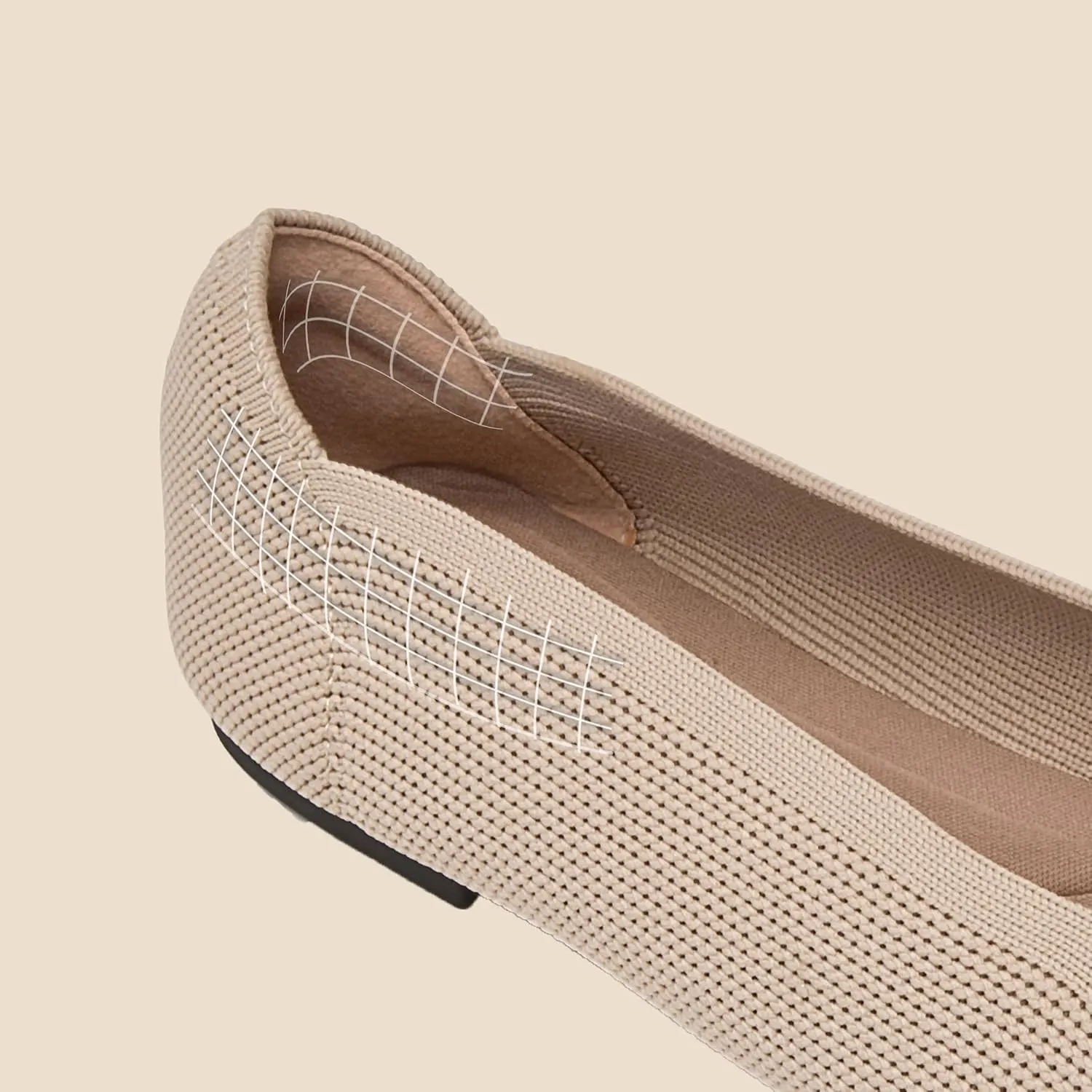 Womens Square Toe Flats Knit Ballet Shoes Comfort Dress Shoes Classic Softable Low Slip On Flats for Women