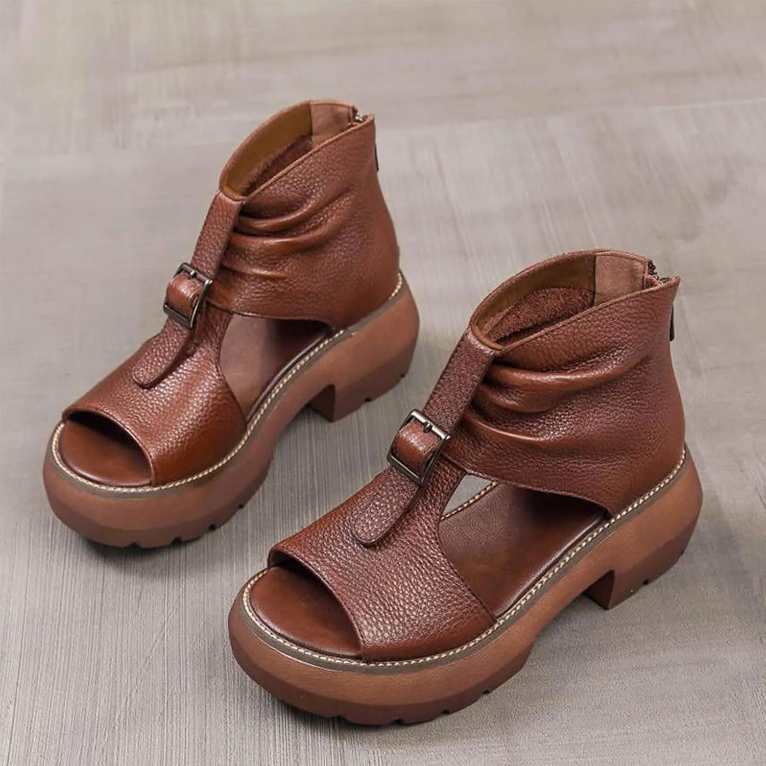 Women's Thick Sole High Top Sandals Comfort Low Heel Summer Dressy Platform Open Toe Shoes Elegant Boots Sandal