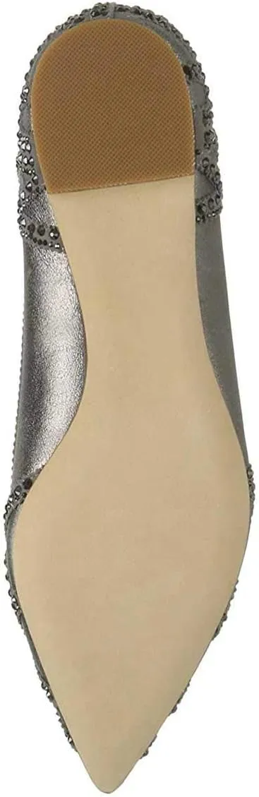 XYD Women Elegant Pointed Toe Rhinestone Flats Mesh Slip-on Crystals Wedding Bride Ballet Shoes