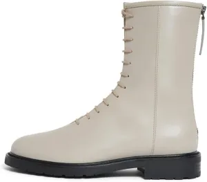 XYD Women Girls Combat Boots Lug Sole Stacked Chunky Heel Front Lace Up Back Zipper Flat Ankle Booties Fashion Walking Daily Shoes