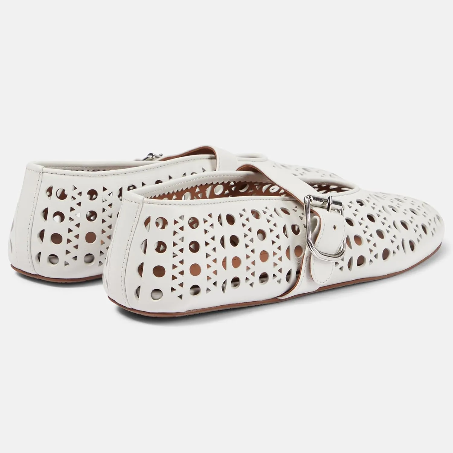 Yishaweiqi Hollow Out Ballet Flats Shoes for Women Buckle Strap Ballerina Shoes Breathable Round Toe Mary Jane Flats Casual Comfortable Daily Dress Summer Shoes