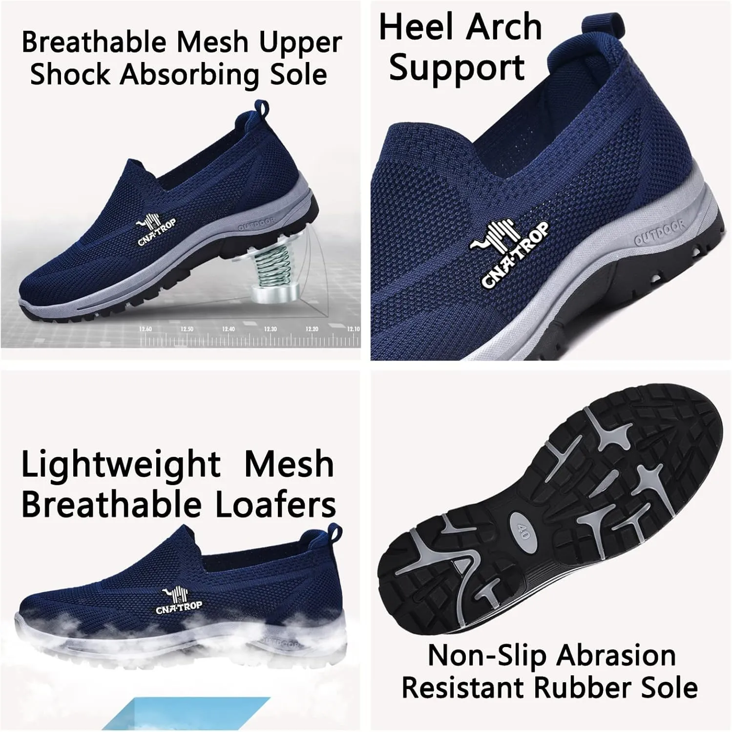Ztigerz Men's Breathable Mesh Canvas Orthopedic Travel Plimsolls Slip-On Loafers,Comfort Non Slip Outdoor Flats Sneakers Walking Hiking Driving Casual Boat Shoes
