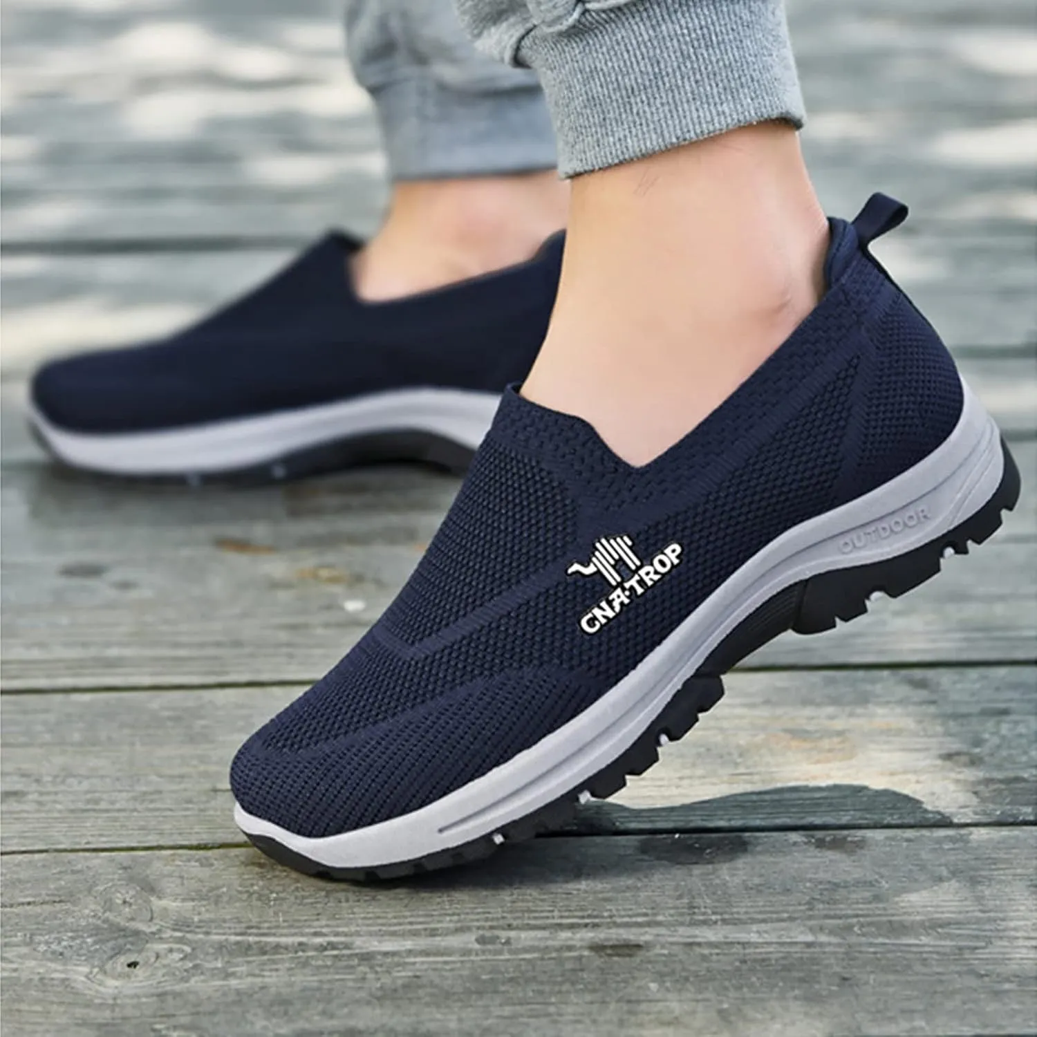 Ztigerz Men's Breathable Mesh Canvas Orthopedic Travel Plimsolls Slip-On Loafers,Comfort Non Slip Outdoor Flats Sneakers Walking Hiking Driving Casual Boat Shoes