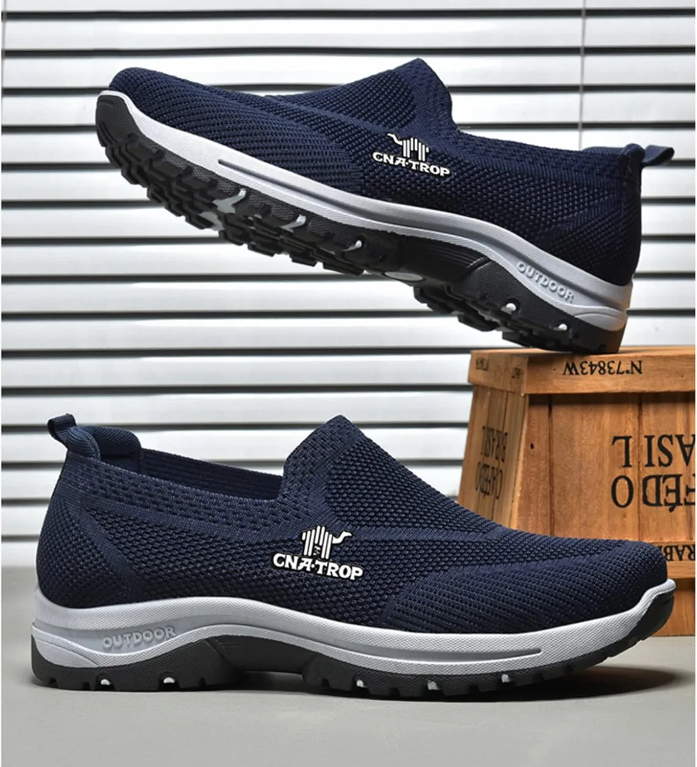 Ztigerz Men's Breathable Mesh Canvas Orthopedic Travel Plimsolls Slip-On Loafers,Comfort Non Slip Outdoor Flats Sneakers Walking Hiking Driving Casual Boat Shoes