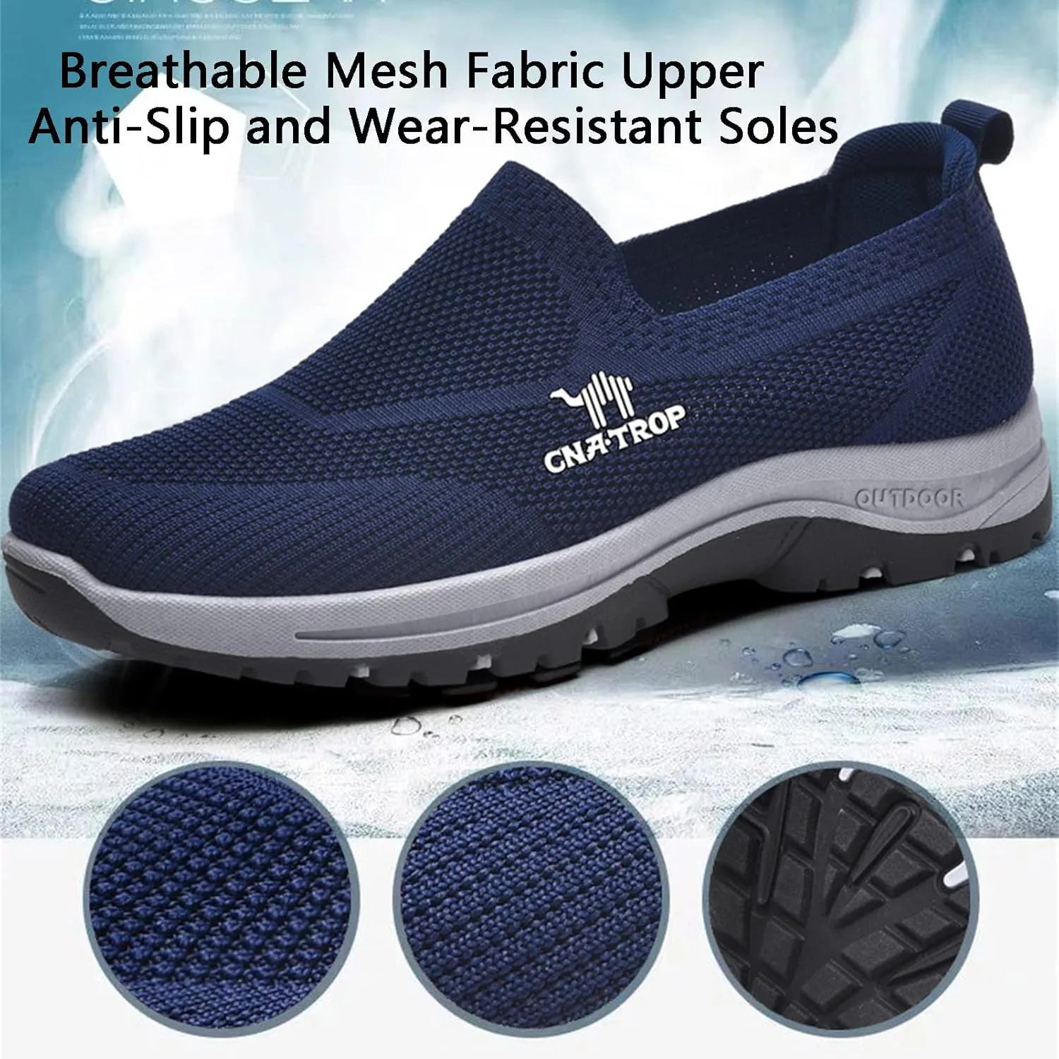 Ztigerz Men's Breathable Mesh Canvas Orthopedic Travel Plimsolls Slip-On Loafers,Comfort Non Slip Outdoor Flats Sneakers Walking Hiking Driving Casual Boat Shoes